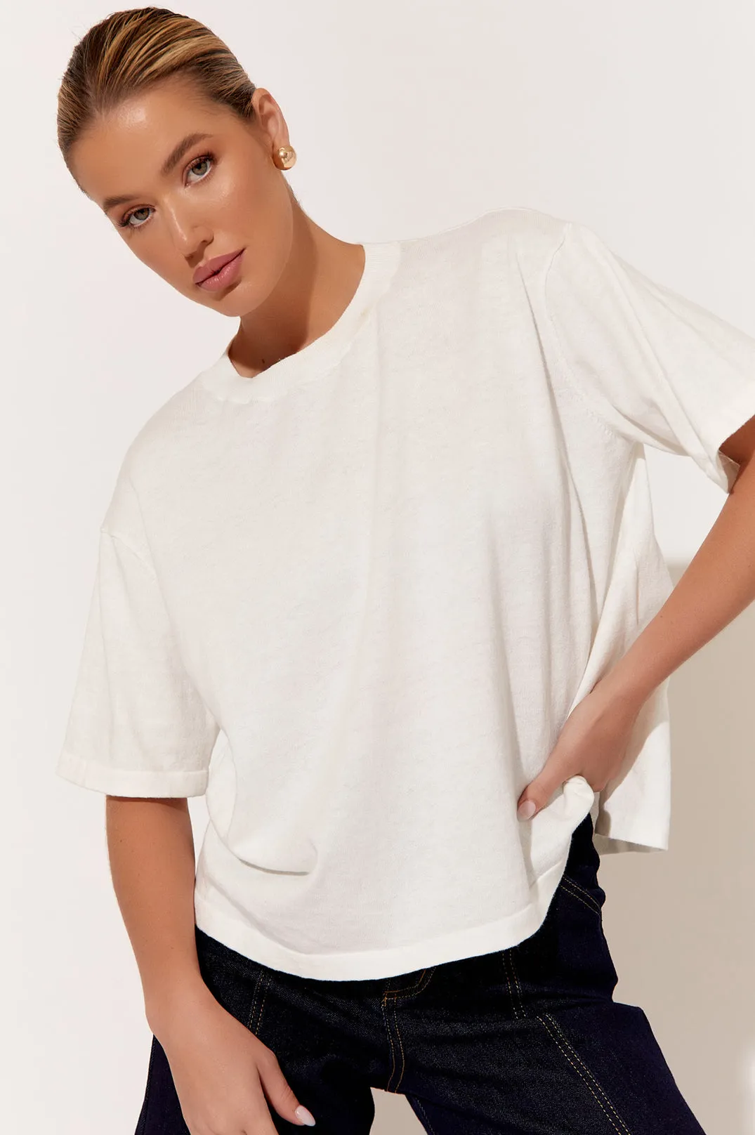 Laney Cotton Cashmere Knit Top Cream