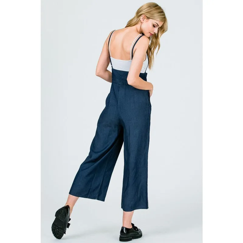 LITZ LA Tencel High Waist Suspender Wide  Leg Jumpsuit