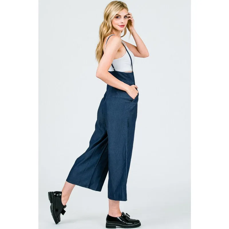 LITZ LA Tencel High Waist Suspender Wide  Leg Jumpsuit