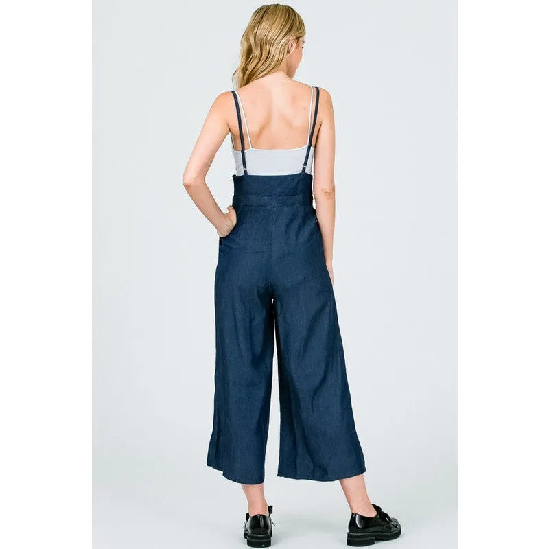 LITZ LA Tencel High Waist Suspender Wide  Leg Jumpsuit