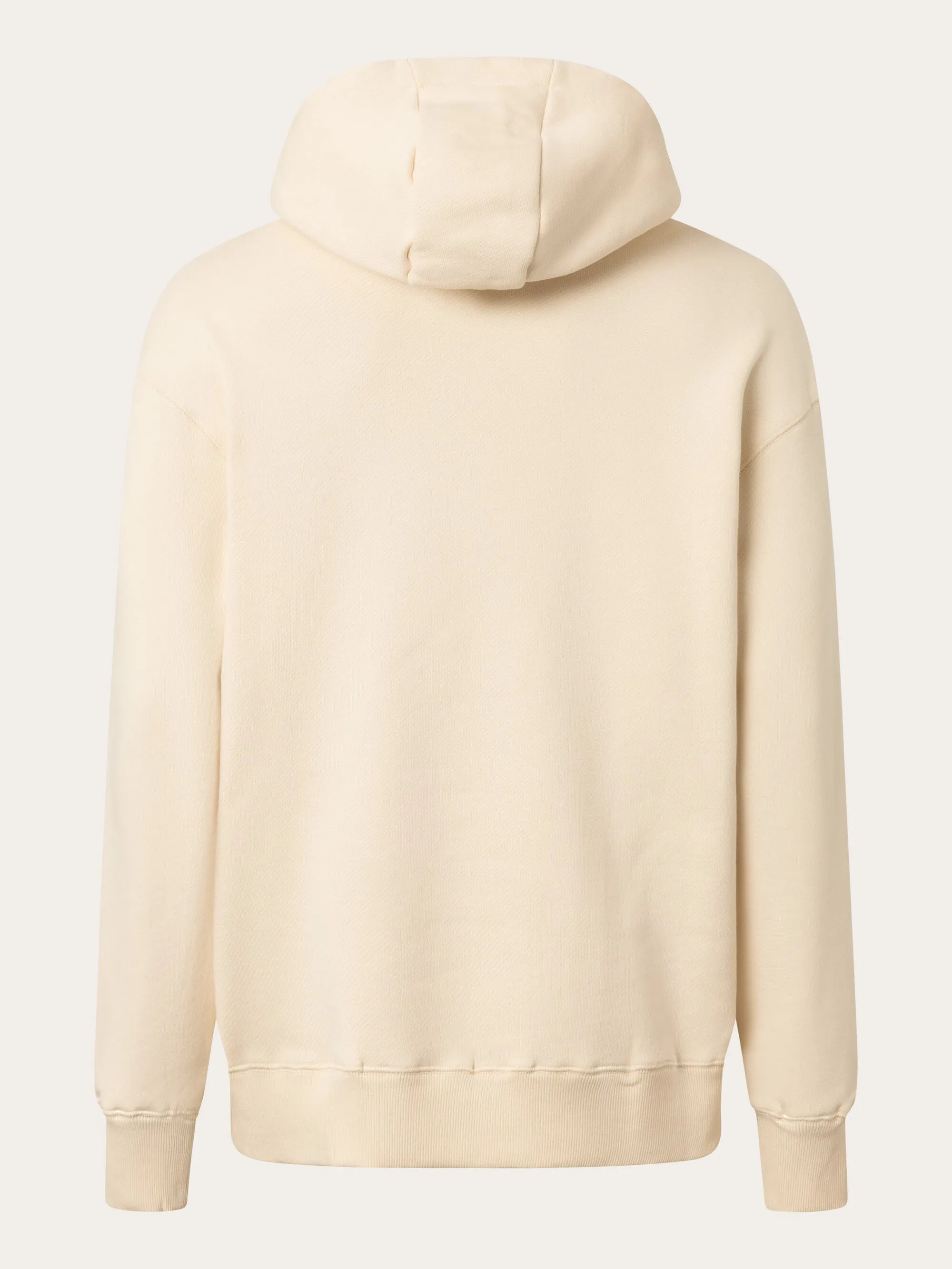 Loose fit hood kangaroo pocket sweat with embroidery at chest - Buttercream