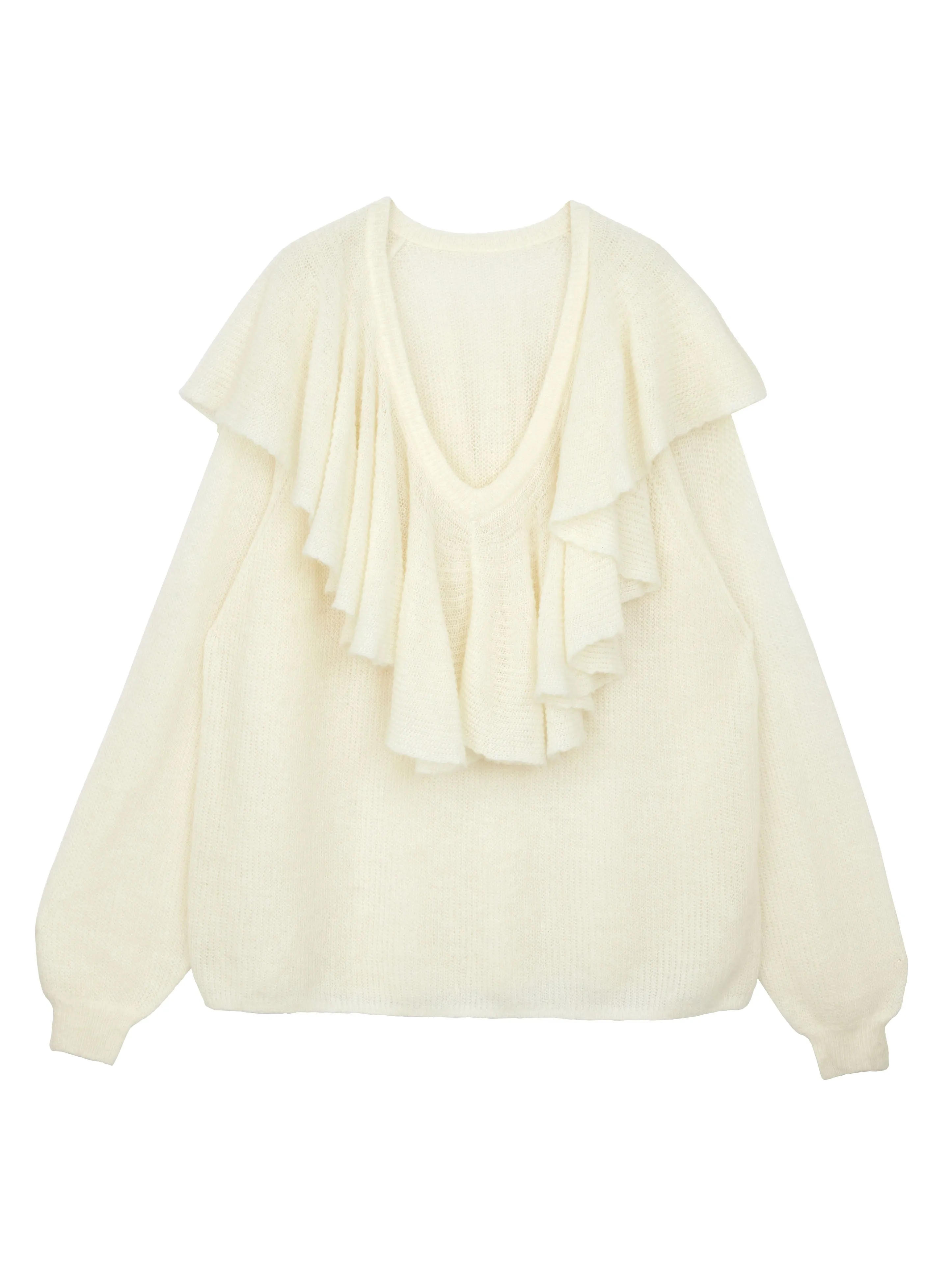 LOOSE FRILL KNIT TOP