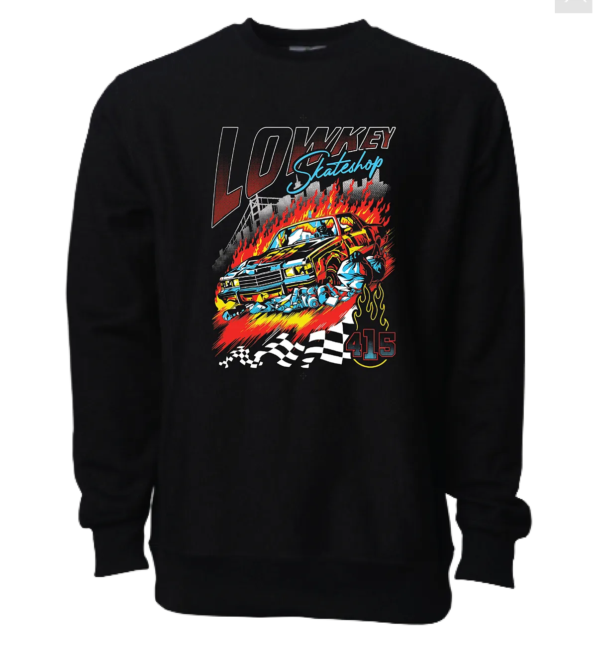 Low Key "Fast Car" - Black Crewneck Sweatshirt