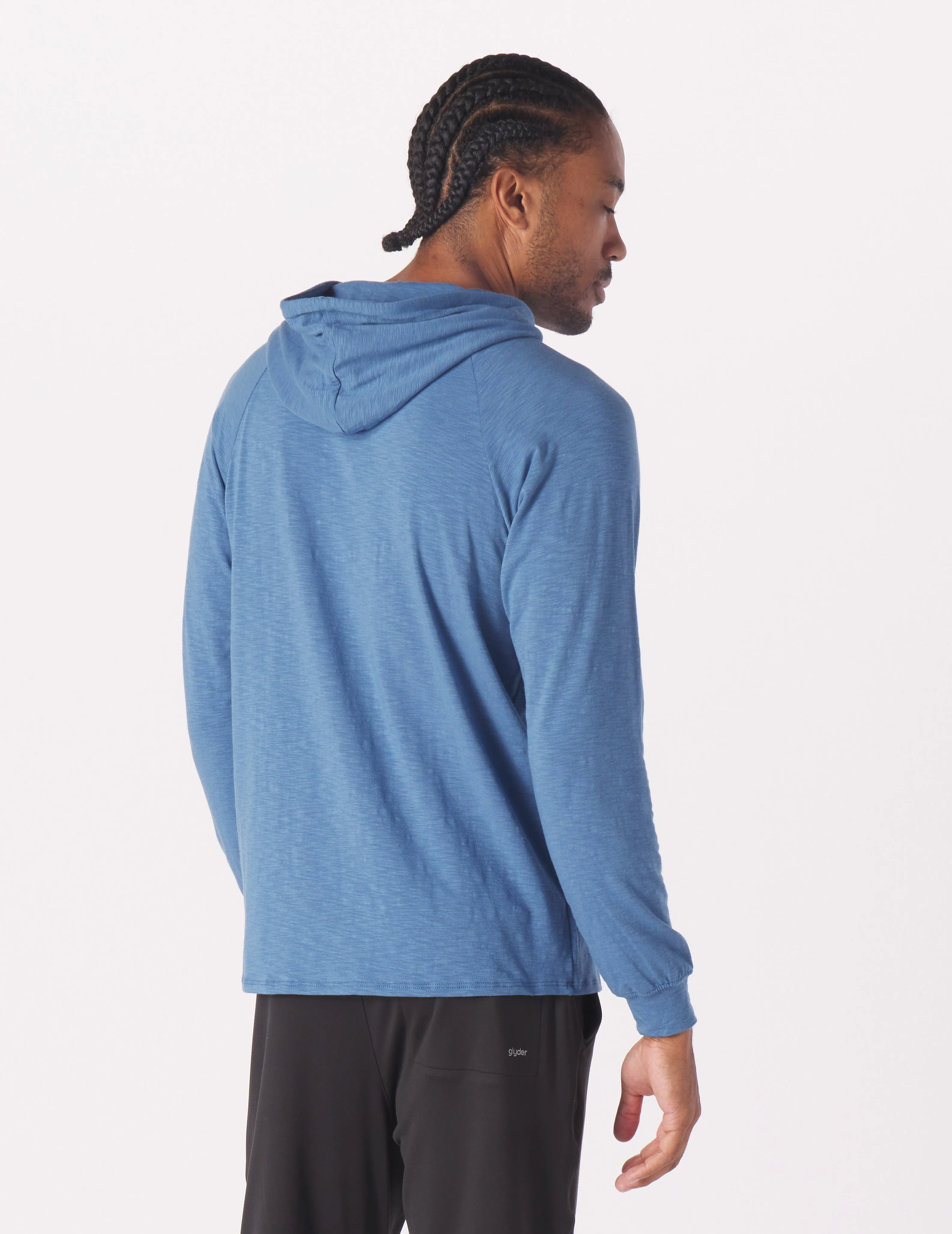 Low Tide Henley Hoodie: Lunar Sky