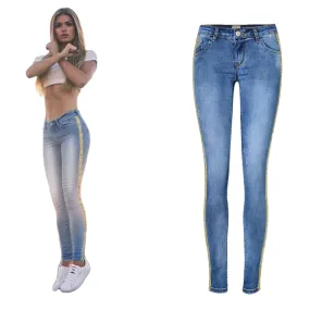 Low Waist Fashion Side Stripe Skinny Jeans