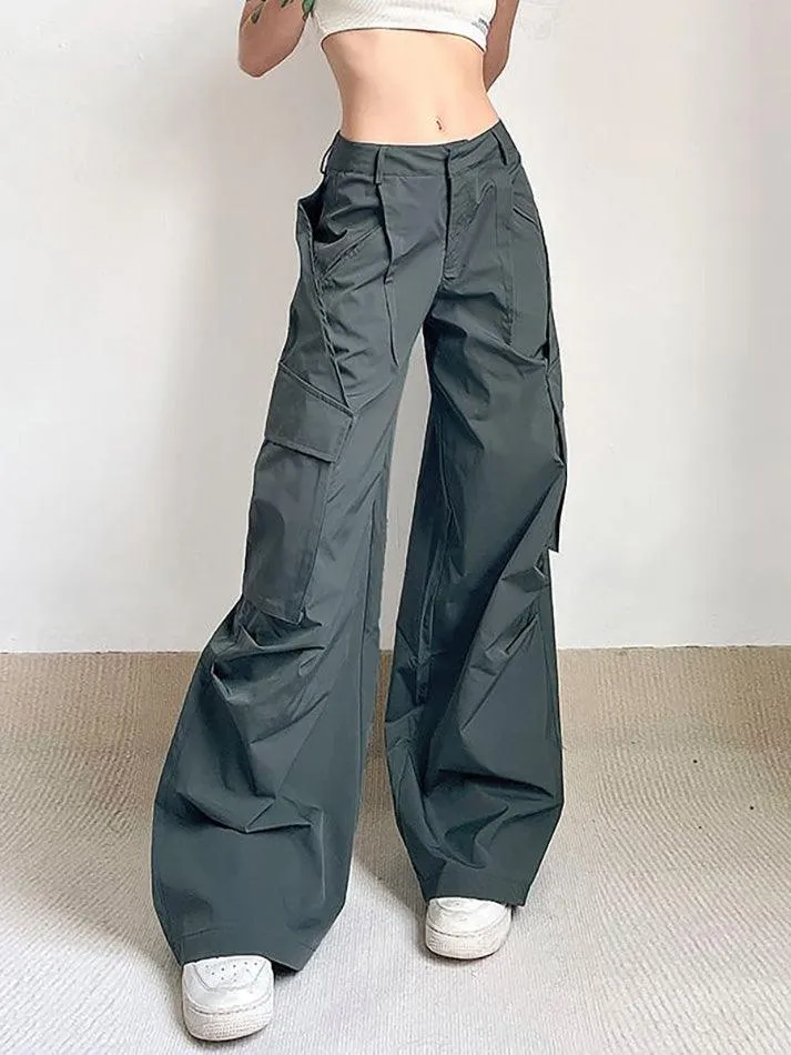 Low Waist Wide Leg Cargo Pants