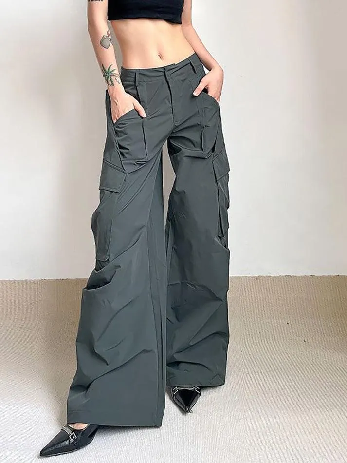 Low Waist Wide Leg Cargo Pants