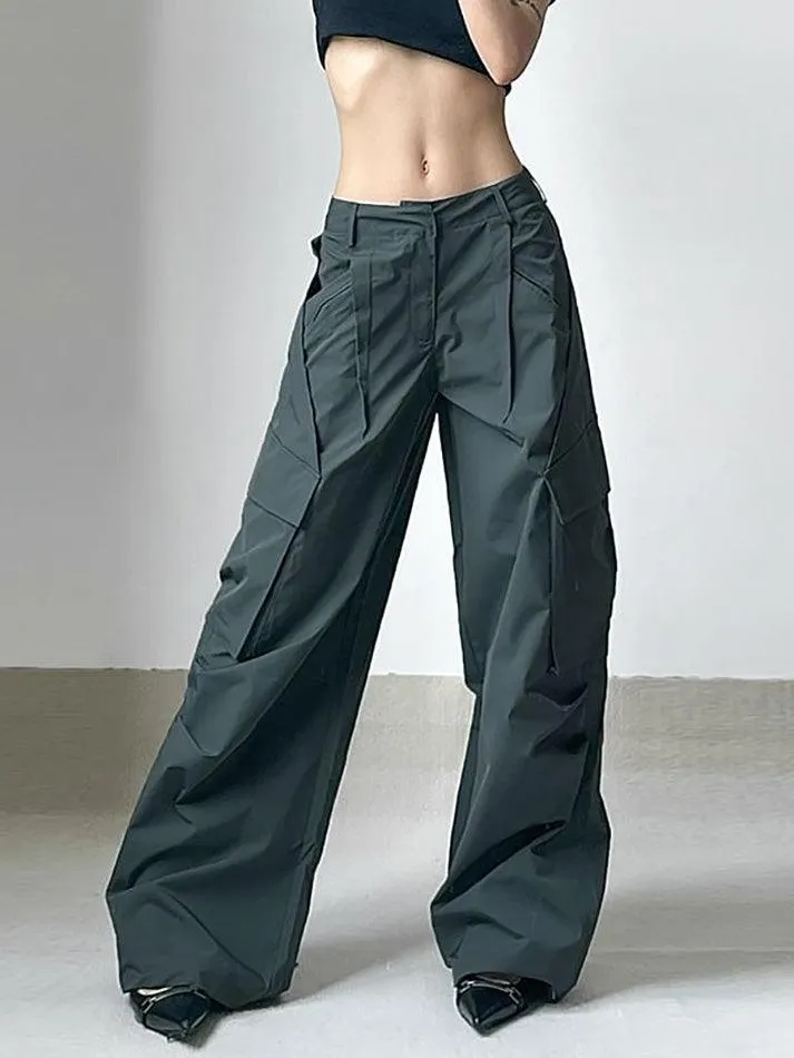 Low Waist Wide Leg Cargo Pants