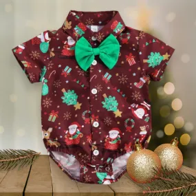 Maroon Christmas Romper Boy Generalman #2000316