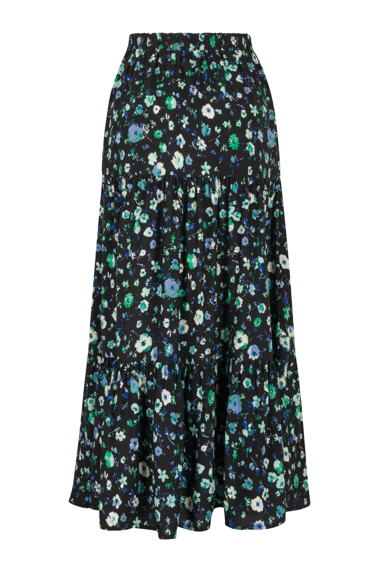 Maxi Skirt with drawcord waist | Green Black Sprig | 3367AR