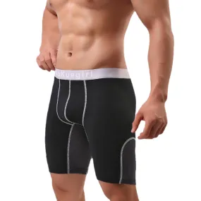 Mens Breathable Mesh Splice Elastic U Convex Pouch Fitness Lengthen Sport Boxer Underwear