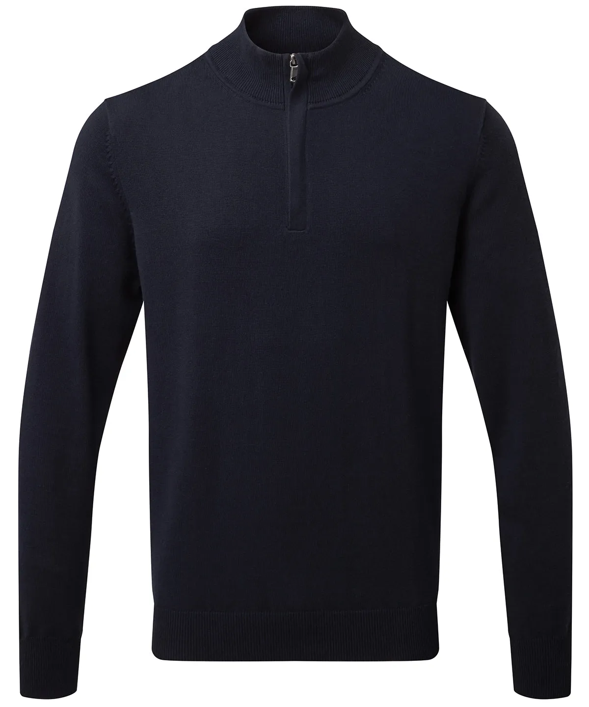 Mens cotton blend  zip sweater | French Navy