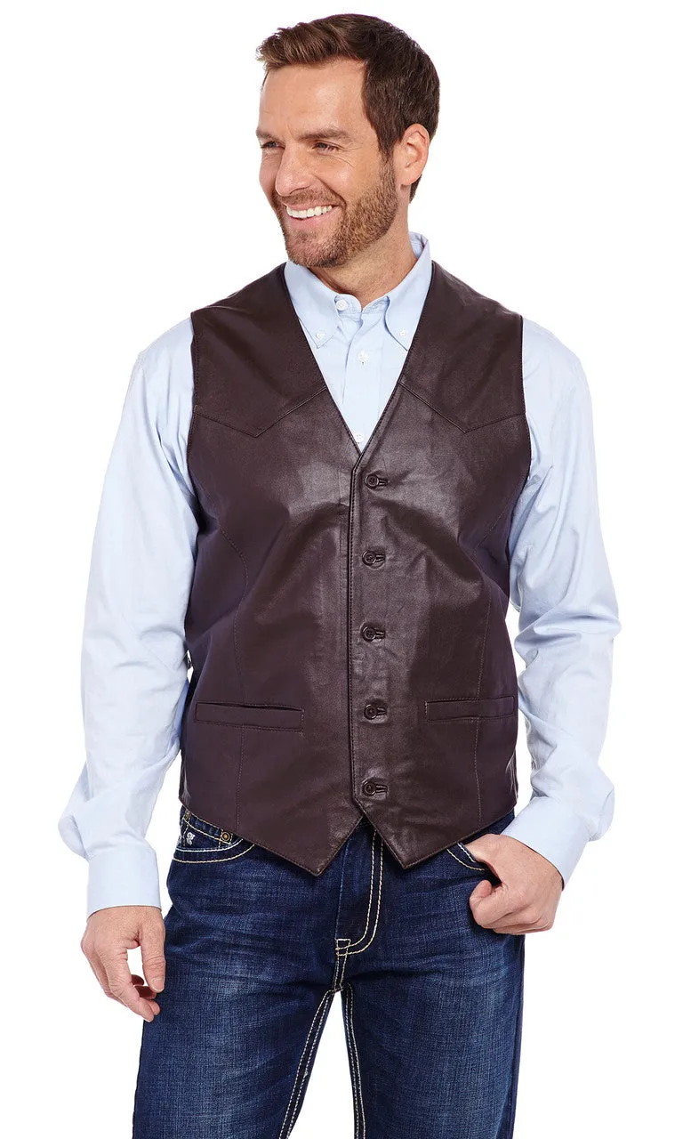 Men's Lamb Western Dark Brown Leather Vest