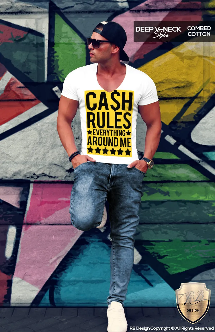 Mens T-shirt Cash Rules Everything Around Me Funny Saying Tee MD562