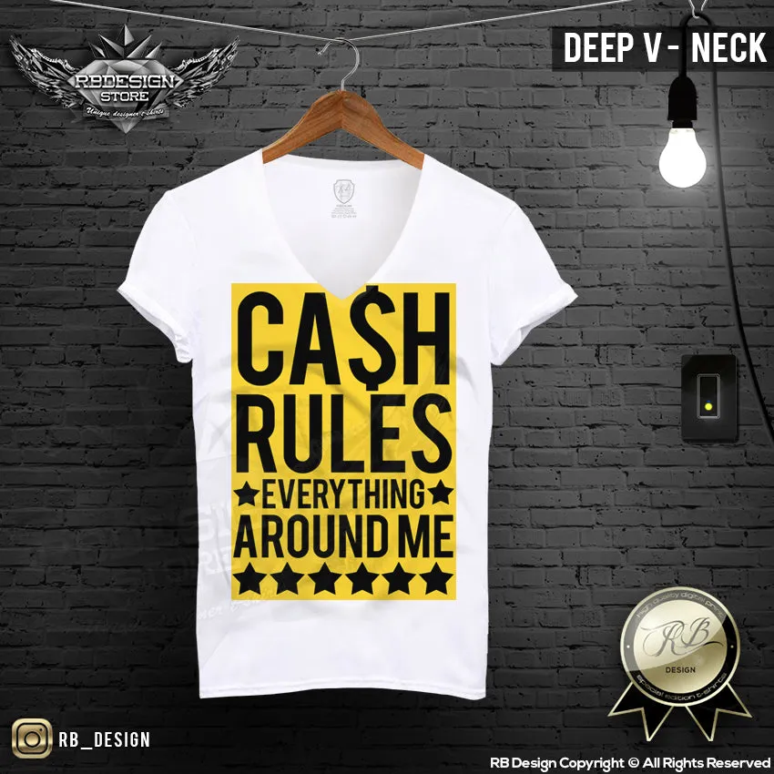 Mens T-shirt Cash Rules Everything Around Me Funny Saying Tee MD562