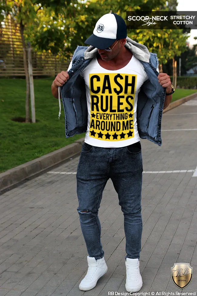 Mens T-shirt Cash Rules Everything Around Me Funny Saying Tee MD562