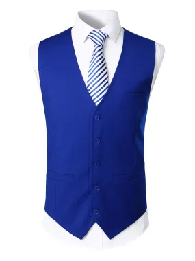 Mens V-Neck Formal Suit Vest Slim Fit Dress Vest Wedding Waistcoat for Tuxedo