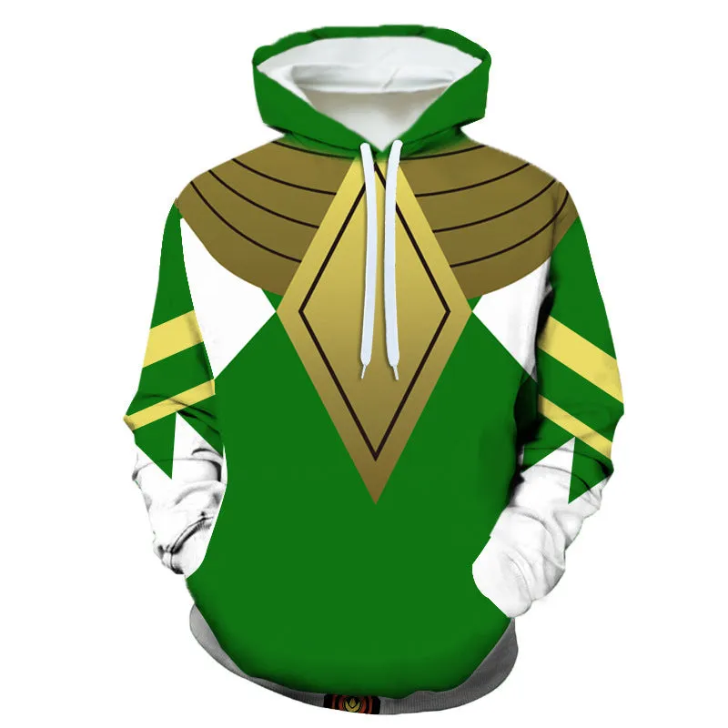 Mighty Morphin Power Rangers Costume 3D Printed Hoodies Long Sleeve Pullover Halloween Hoodie