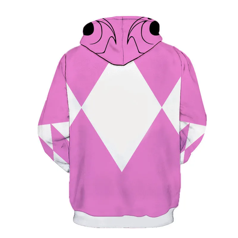 Mighty Morphin Power Rangers Costume 3D Printed Hoodies Long Sleeve Pullover Halloween Hoodie