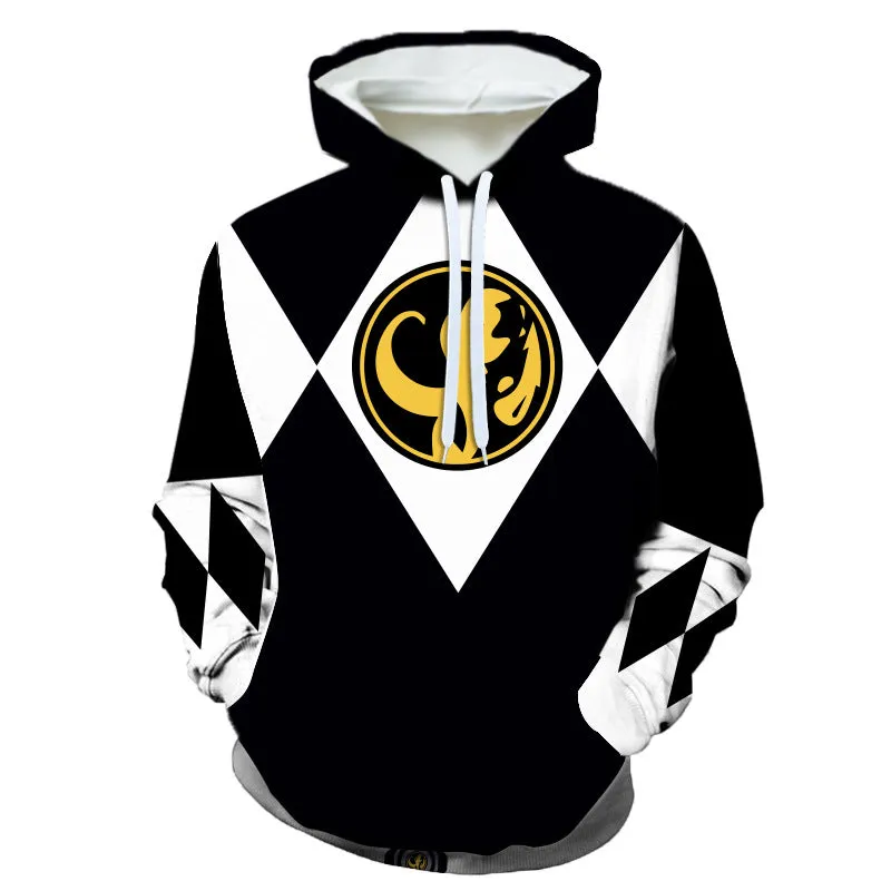 Mighty Morphin Power Rangers Costume 3D Printed Hoodies Long Sleeve Pullover Halloween Hoodie