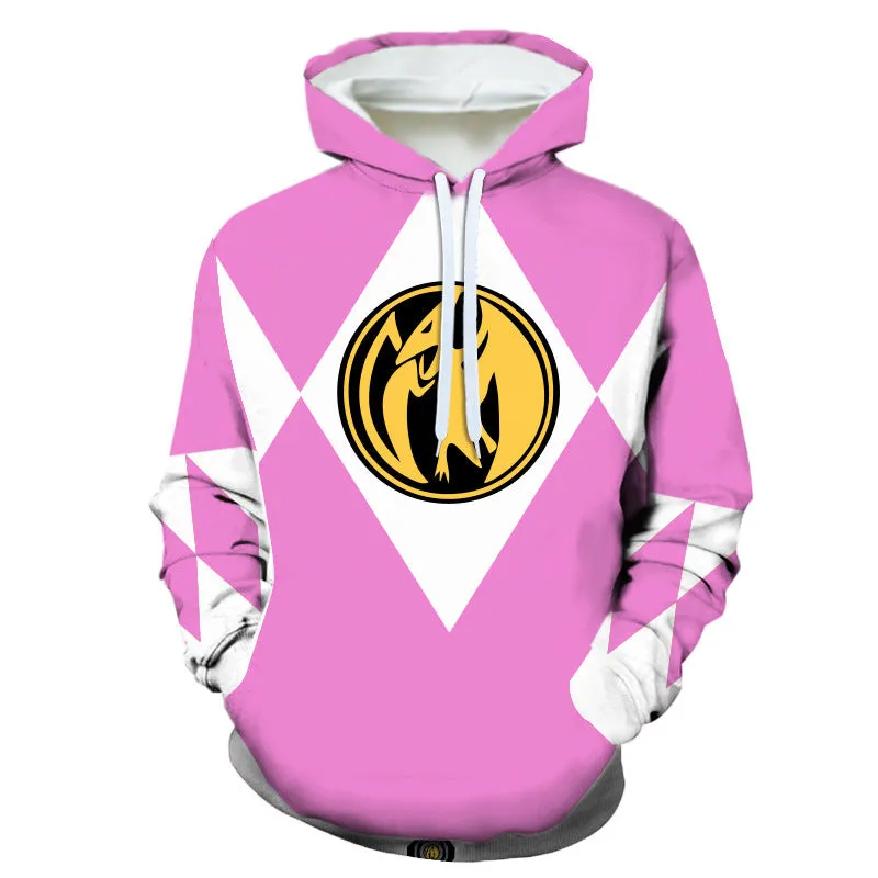 Mighty Morphin Power Rangers Costume 3D Printed Hoodies Long Sleeve Pullover Halloween Hoodie