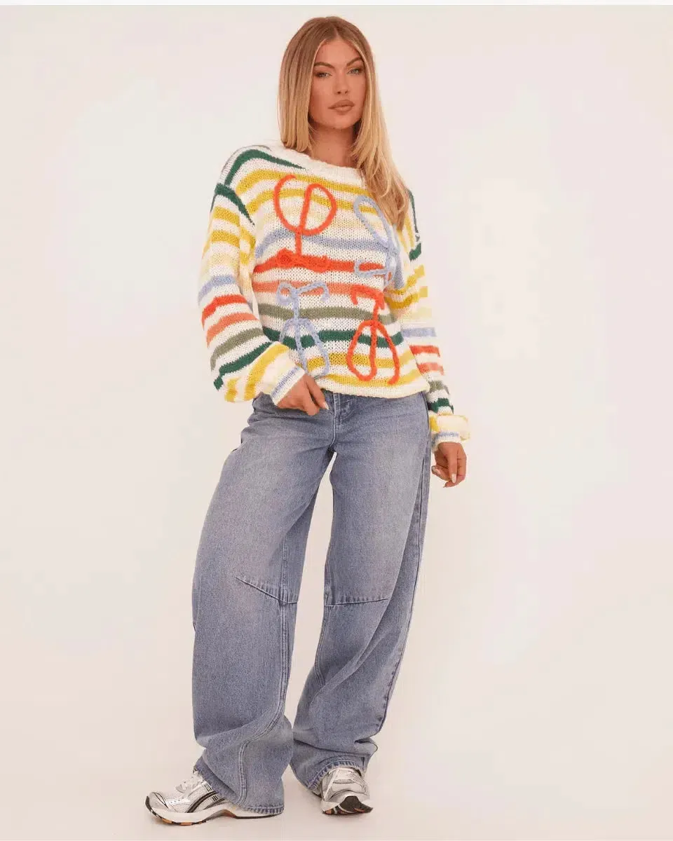 Milena – Rainbow stripes – Oversized sweater