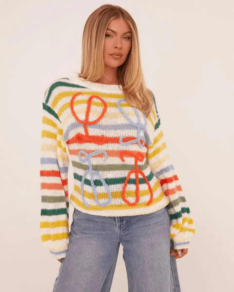 Milena – Rainbow stripes – Oversized sweater