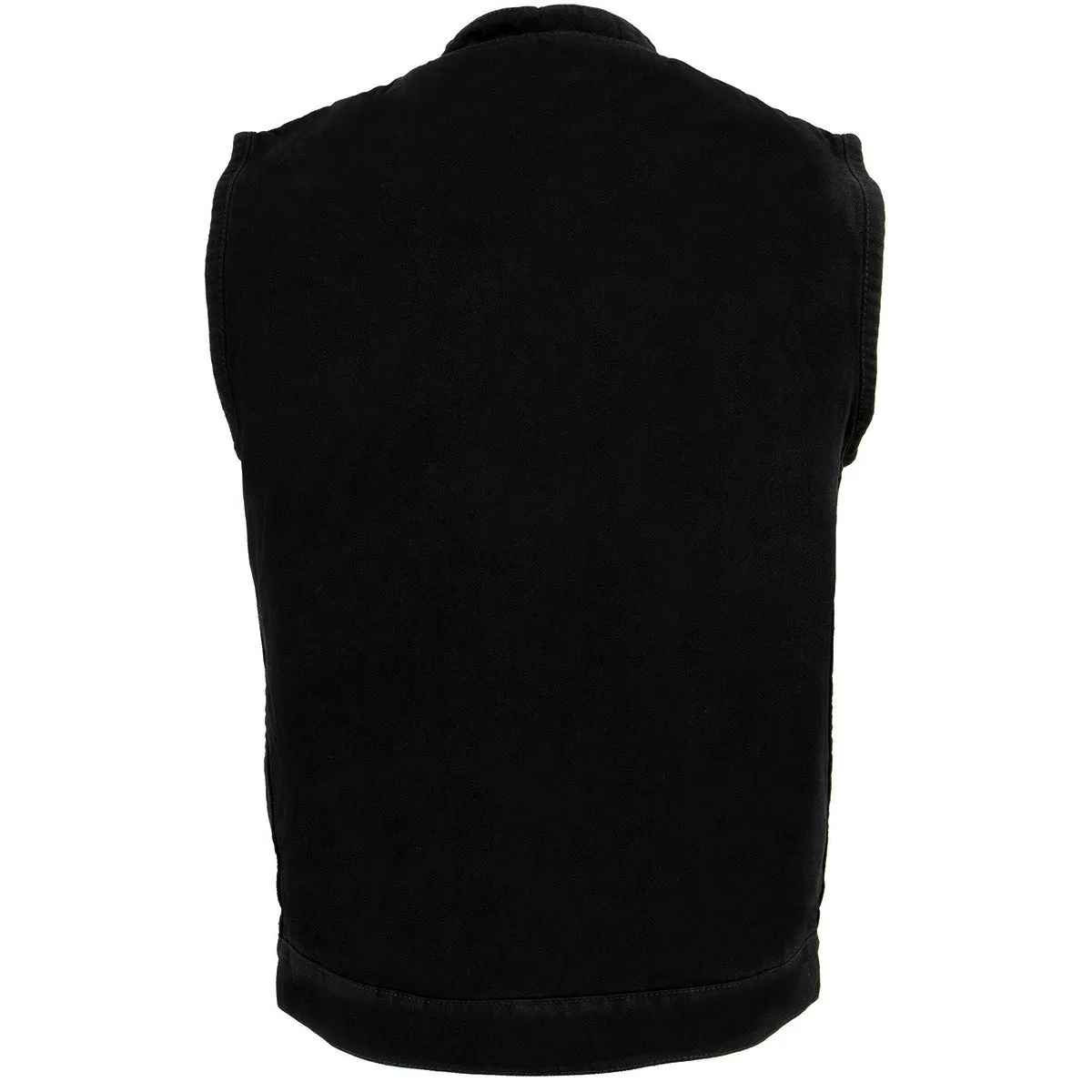 Milwaukee Leather MDM3000 Men's 'Brute' Concealed Snap Black Denim Club Style Vest w/ Hidden Zipper