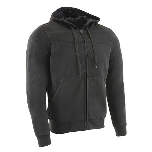 Milwaukee Leather MPM1788 Men's Black CE Approved Armored Riding Hoodie Sweater with Aramid by DuPont Fibers