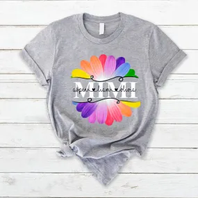 Mimi And Grandkids Flower Rainbow T-Shirt, Personalized Mimi Mom Grandma Mother's Day