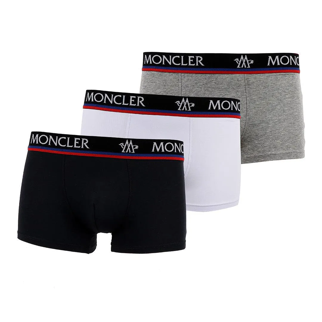 Moncler Crested Elastic Band 3 IN 1 Pack Black White and Grey Boxers