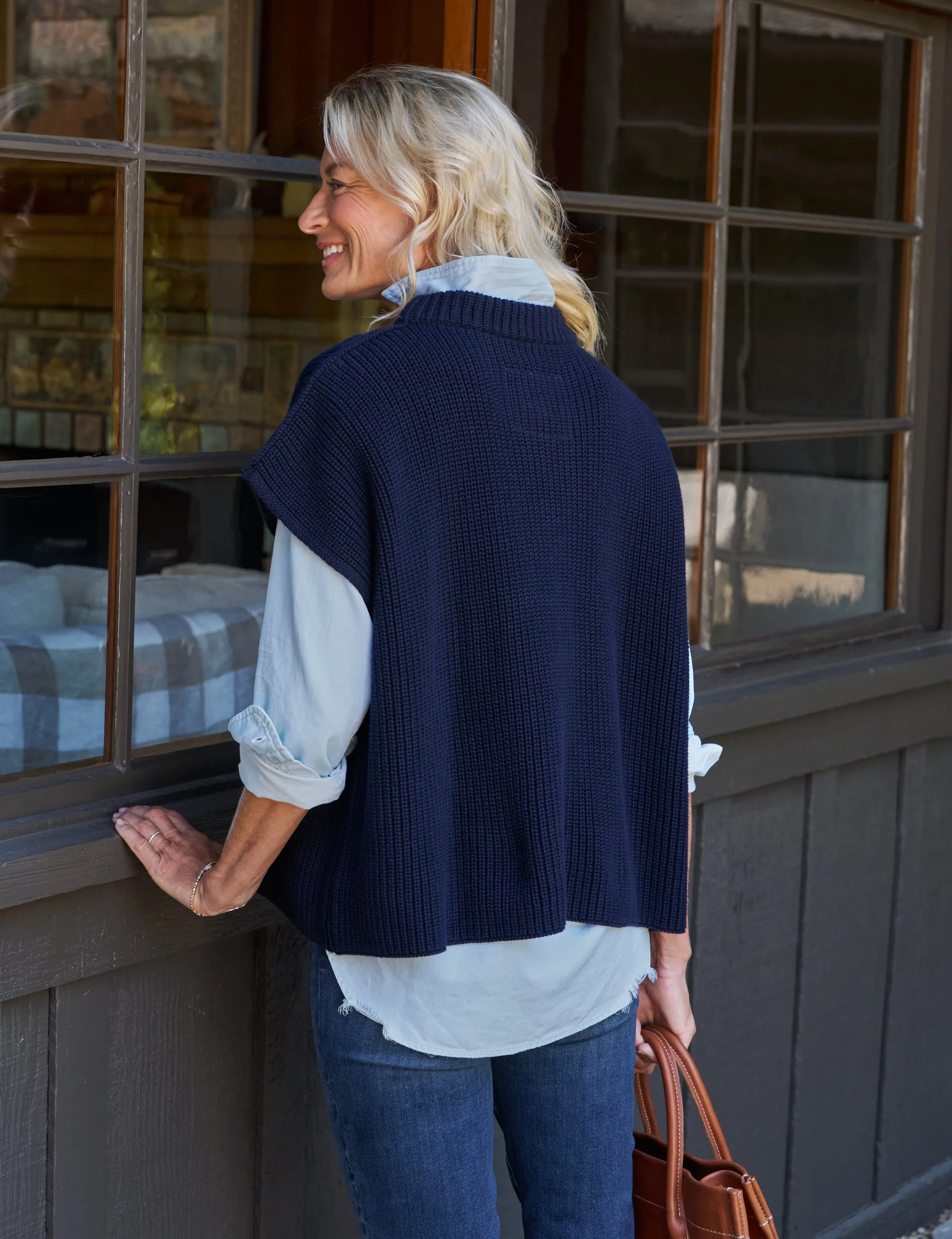 MONTECITO VEST Marine, Pure Italian Cotton