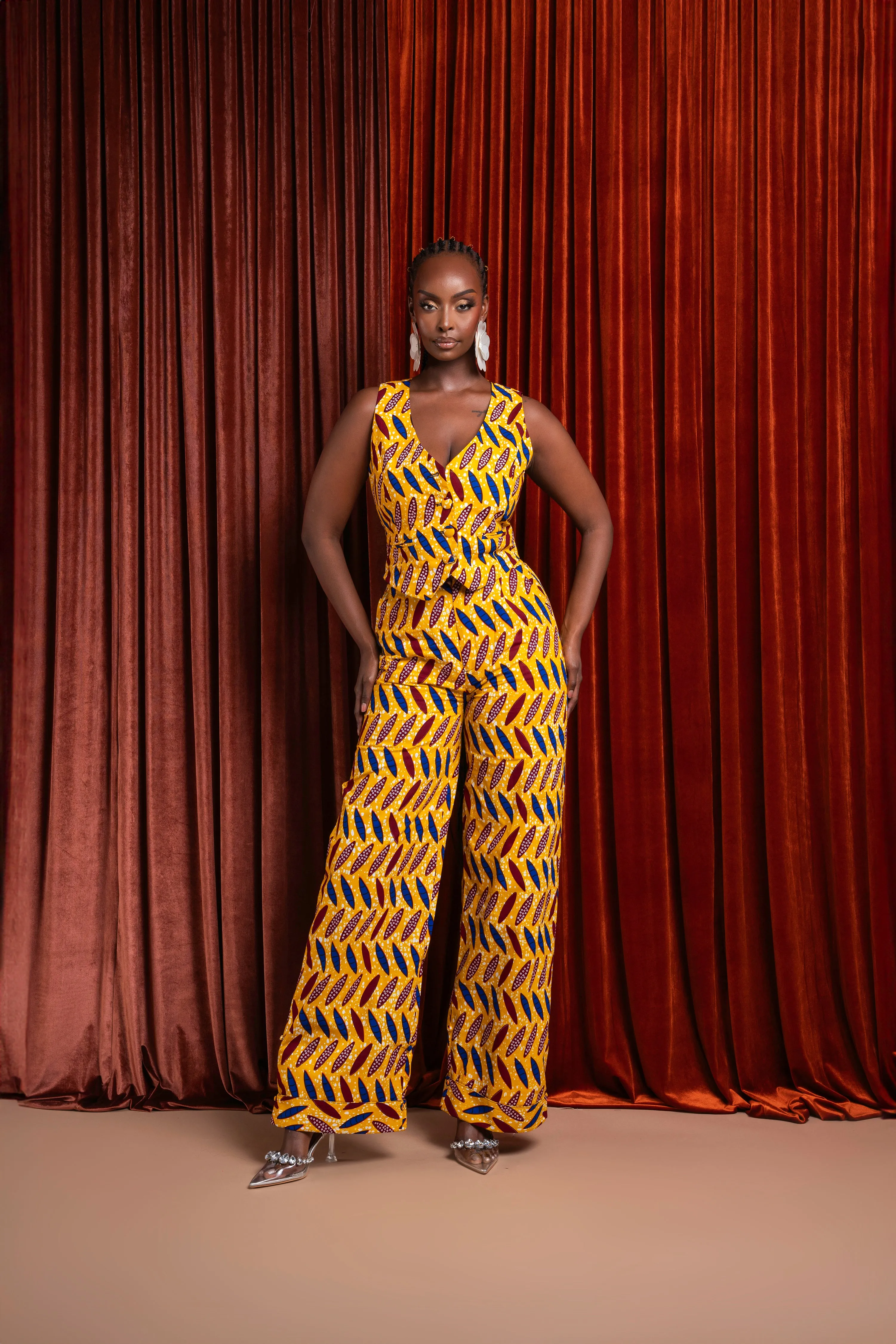 MOYIN African Print high waist trousers ( 3 LENGTH)