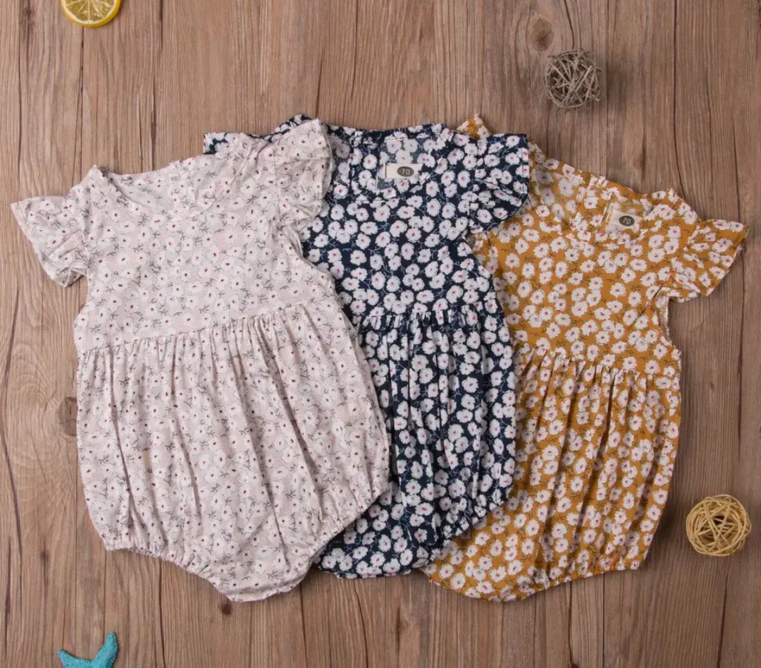 Mustard Floral Fly Sleeve Romper #1000262