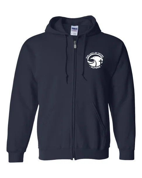 *NEW SCHOOL LOGO* Our Lady of Fatima Spirit Wear Adult Zipper Hoodie (Navy)