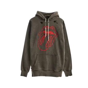 No. 9 Embroidered Sketch Tongue Distressed Hoodie