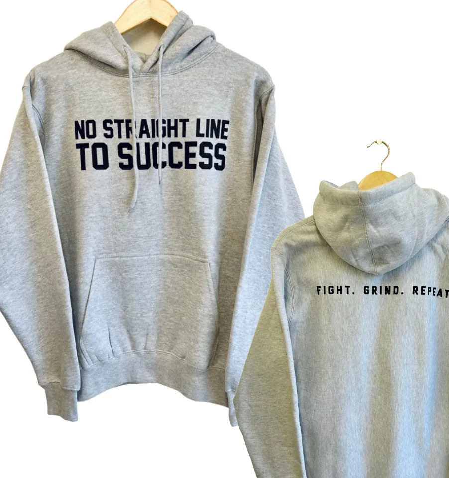 'NO STRAIGHT LINE TO SUCCESS' Unisex Grey Hoodie (2 Options)