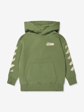 Off-White Boys Paper Tape Arrow Hoodie in Green