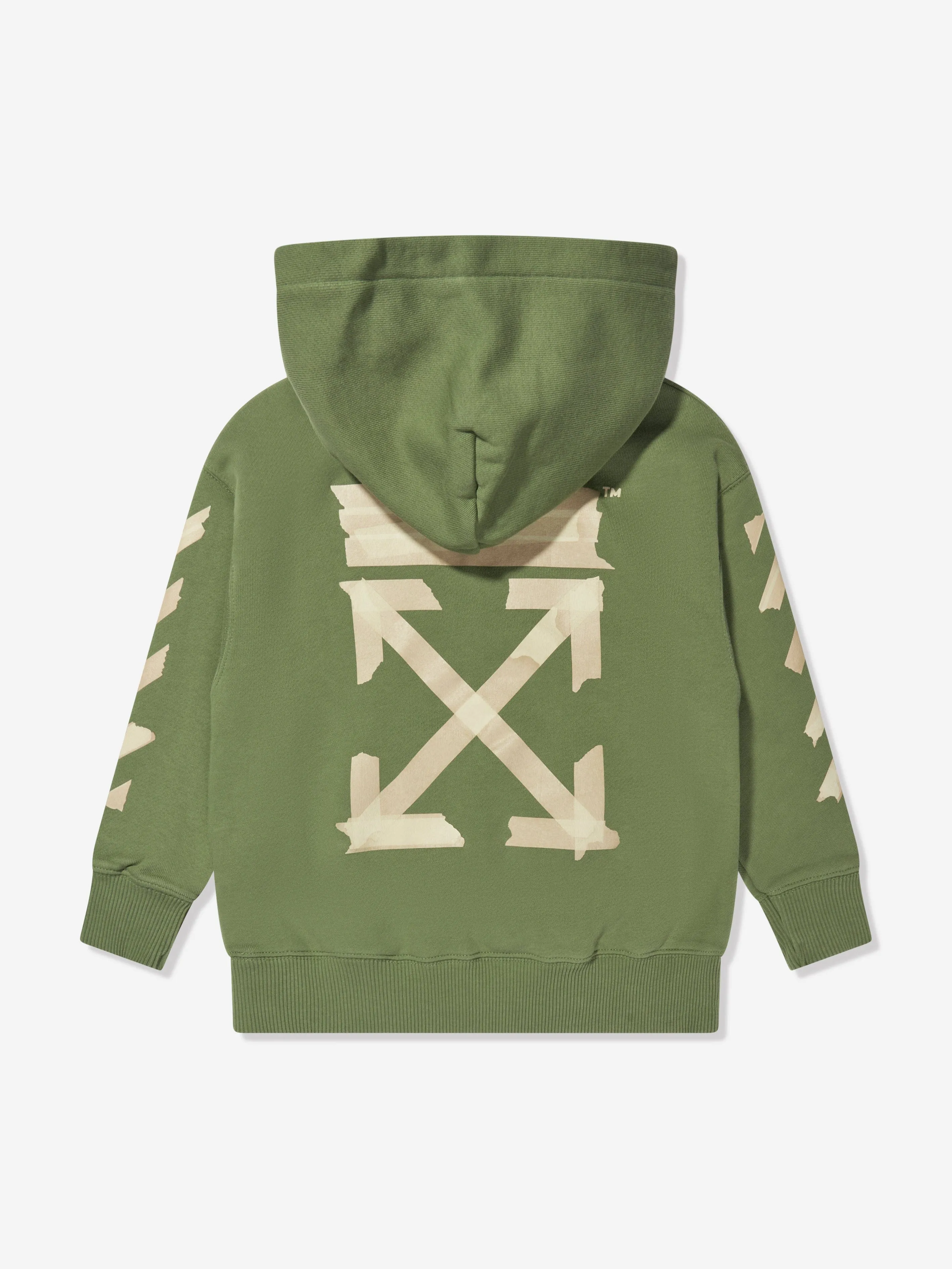 Off-White Boys Paper Tape Arrow Hoodie in Green