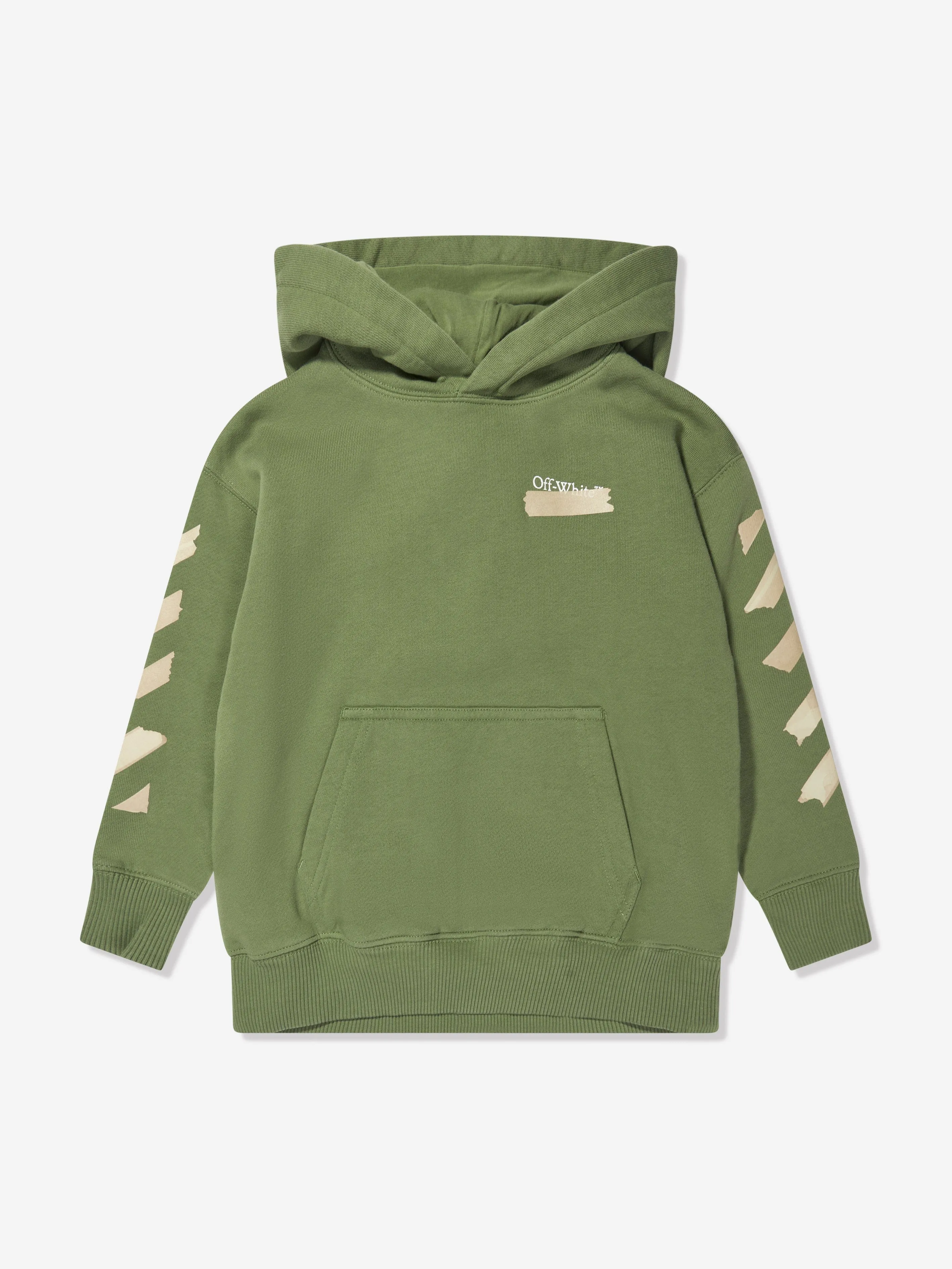 Off-White Boys Paper Tape Arrow Hoodie in Green