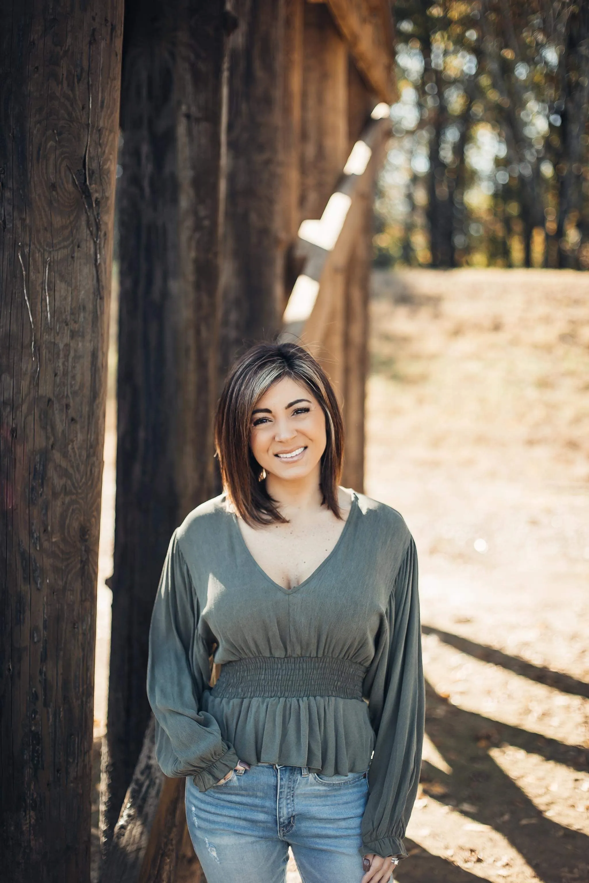 Olive Ruffle Top