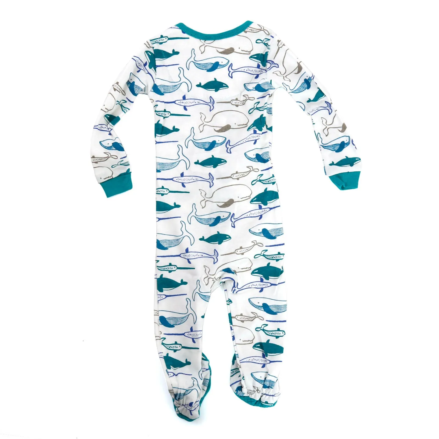 Organic Cotton Footed Onesie / Whales