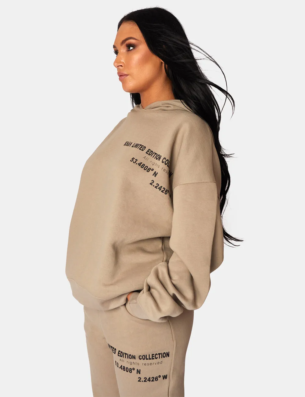 Oversized Text Detail Hoodie Elm