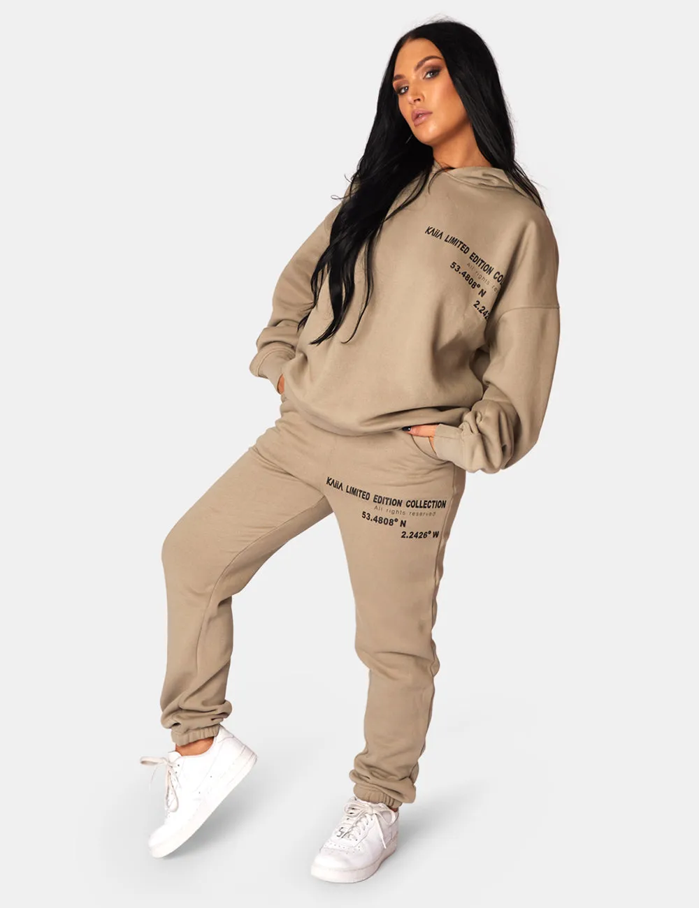 Oversized Text Detail Hoodie Elm