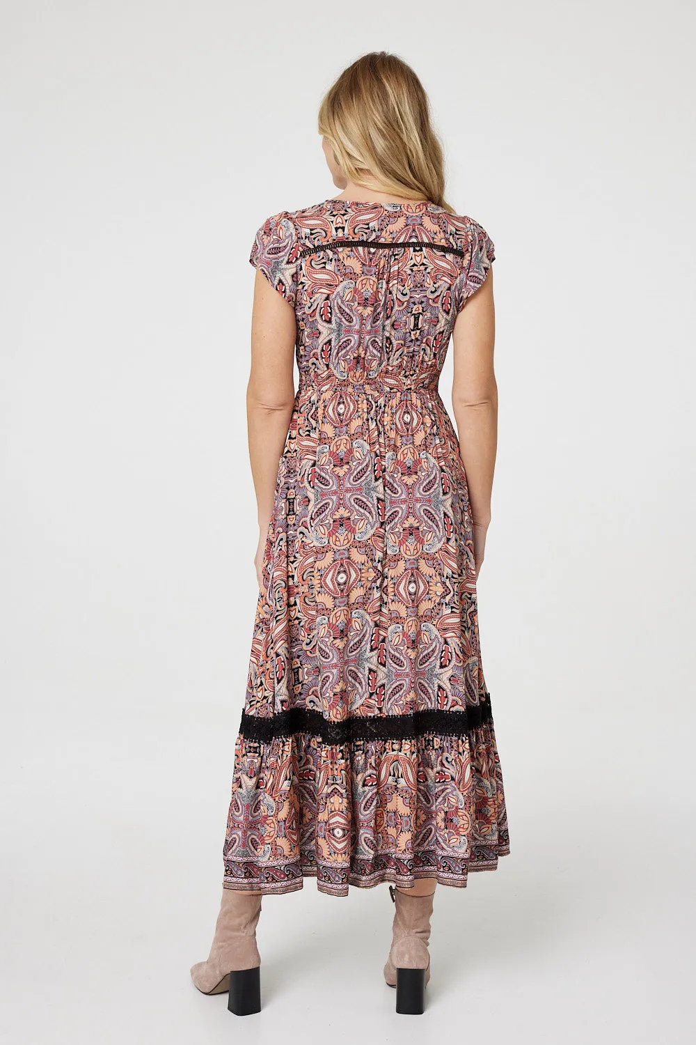 Paisley Lace Detail Maxi Dress