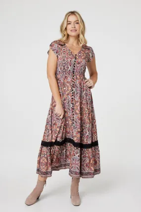 Paisley Lace Detail Maxi Dress