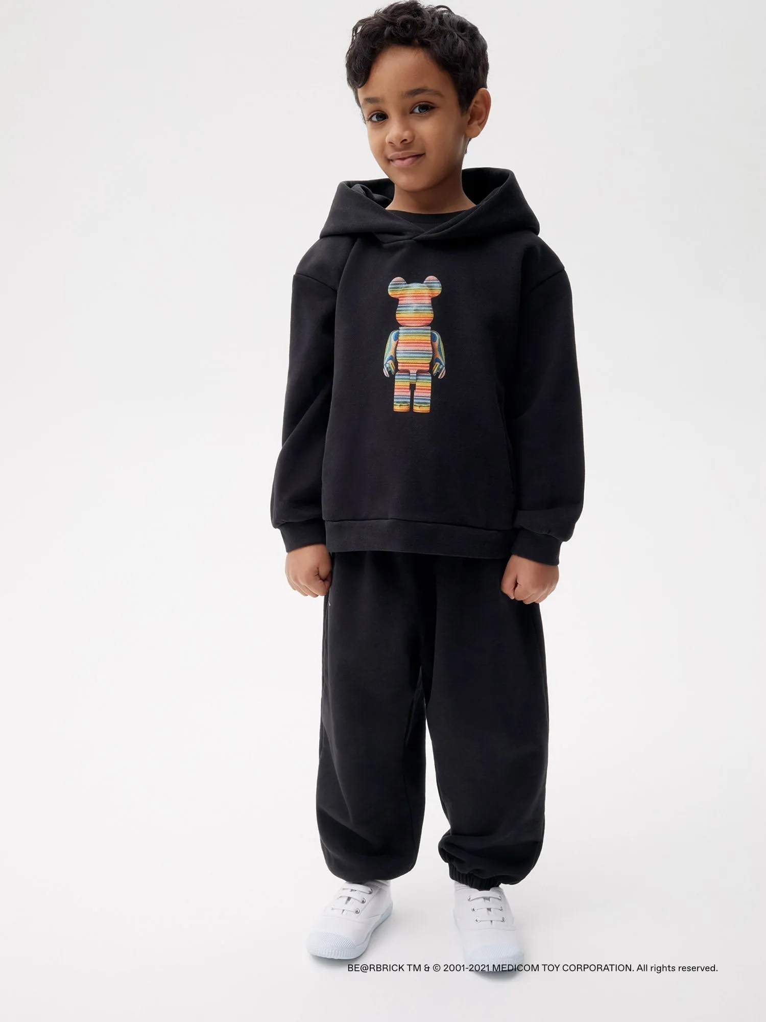 Pangaia x Haroshi BE@RBRICK™ Kids Hoodie—black