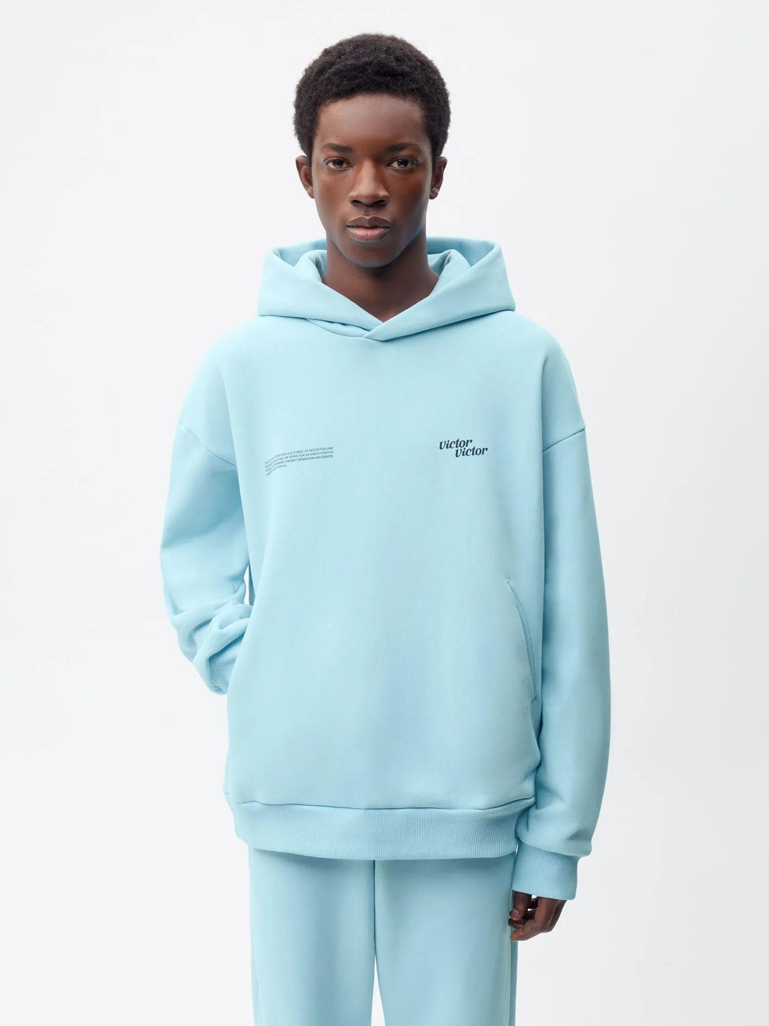 PANGAIA x Victor Victor Signature Hoodie—celestial blue