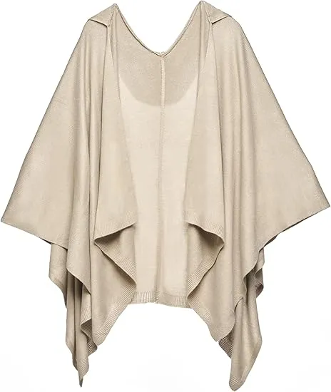 Pearl Navy Luxurious Knit Sweater Poncho Cardigan