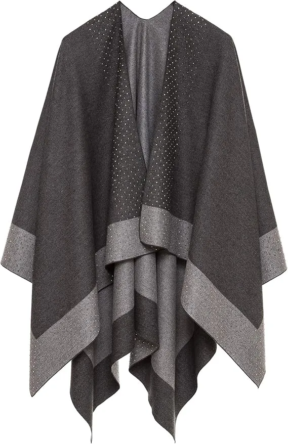 Pearl Navy Luxurious Knit Sweater Poncho Cardigan